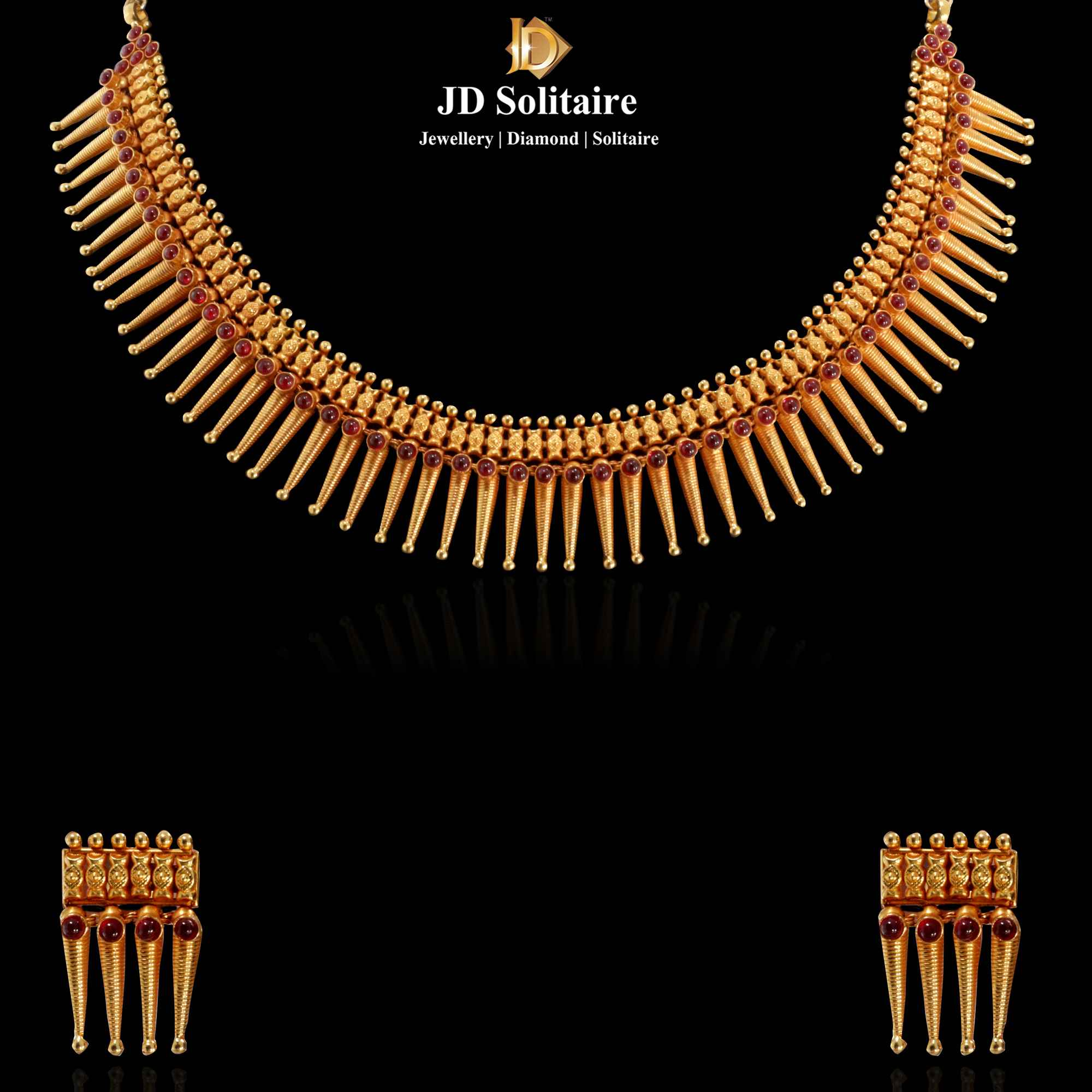 Gold Necklace Set New Design In 22KT - JD SOLITAIRE