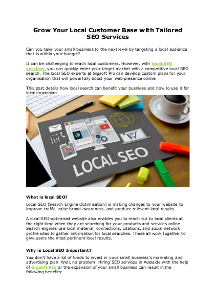 Grow Your Local Customer Base with Tailored SEO Services