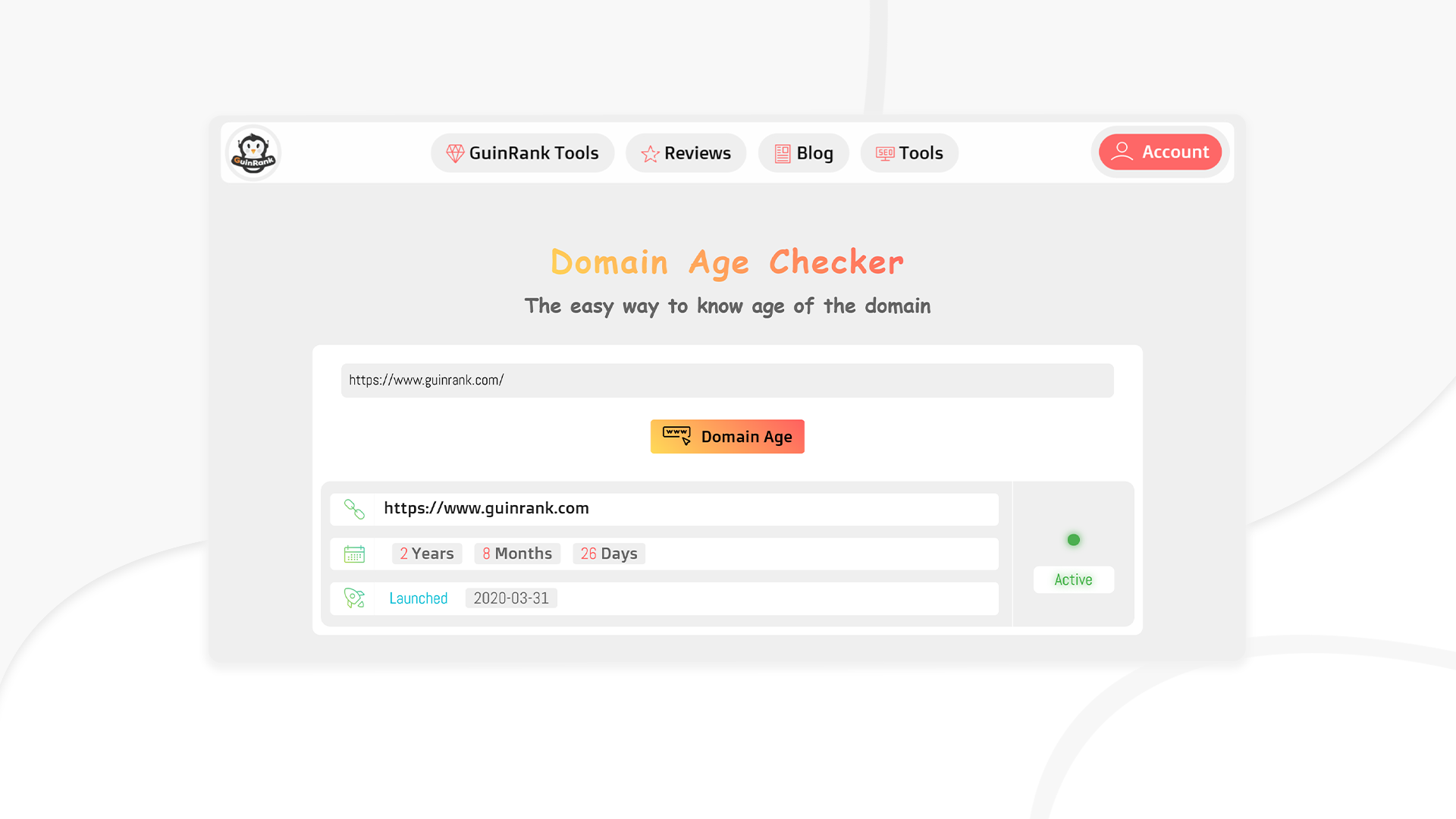 GuinRank | Domain Age Checker