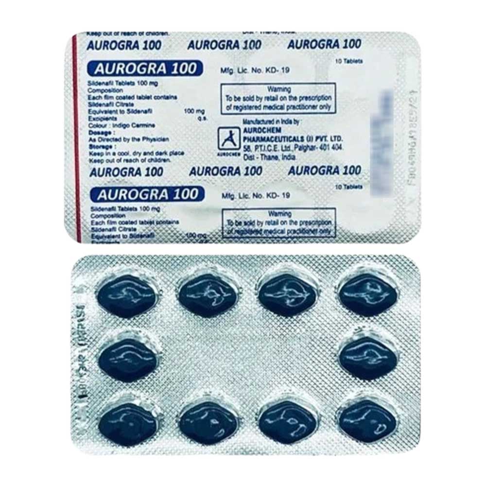 Aurogra 100mg (Sildenafil Citrate 100mg) - Buystrip