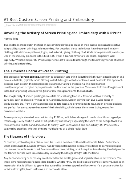 Unveiling the Artistry of Screen Printing and Embroidery with RIPPrint