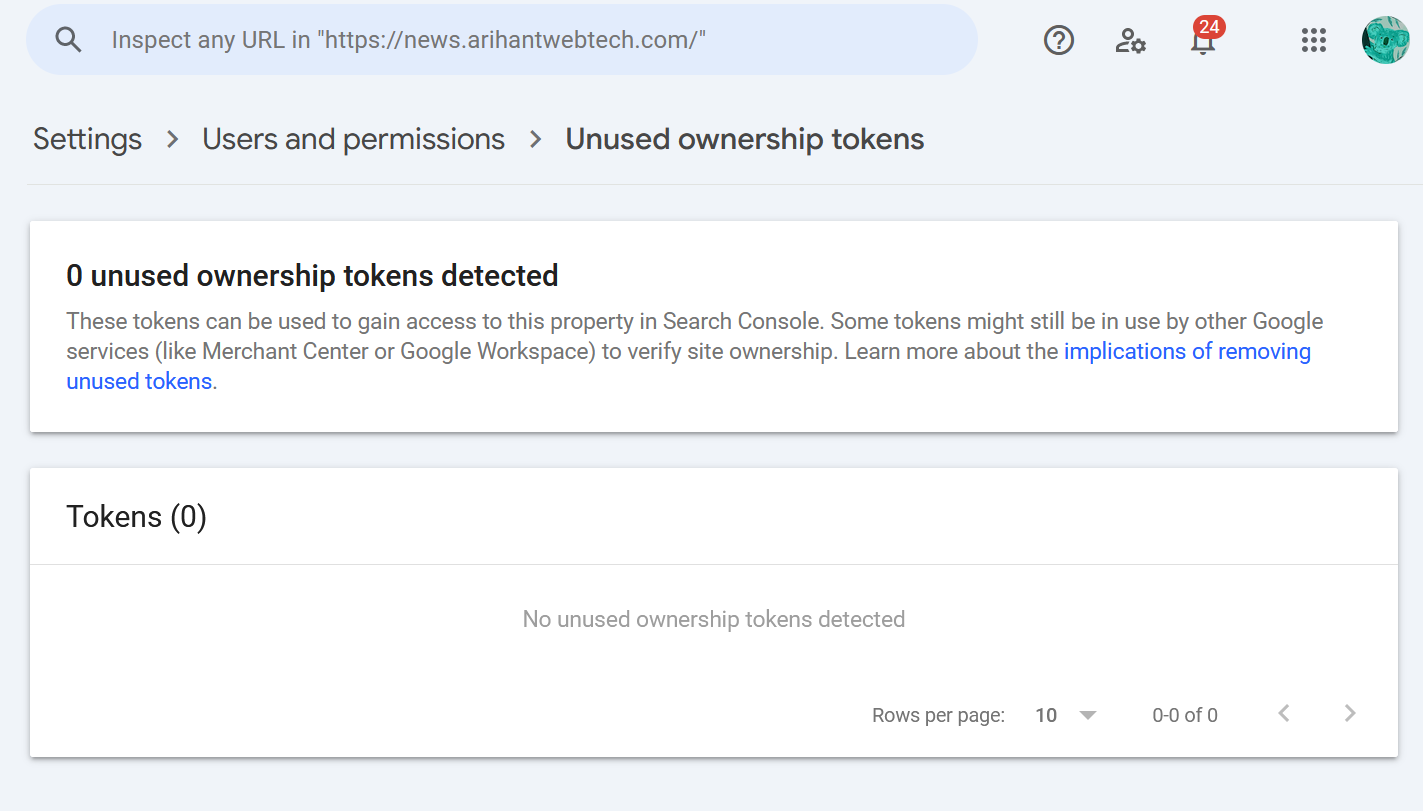 Google Search Console security update- Improves the management of ownership tokens - News Arihant Webtech