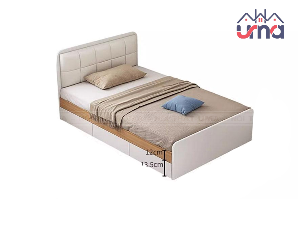 Giường Có Ngăn Kéo Gỗ MDF Bọc Nệm Đầu Giường GCNK008 UMA