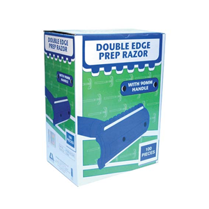 LIV SURGPREP RAZOR DOBLE EDGE 90MM HANDLE 100pct SS BLU 100/BX