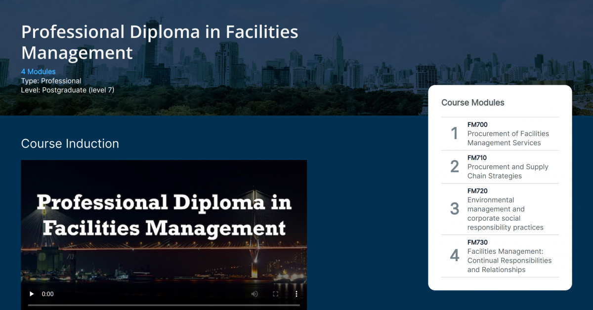 Professional Diploma in Facilities Management Course | CCM