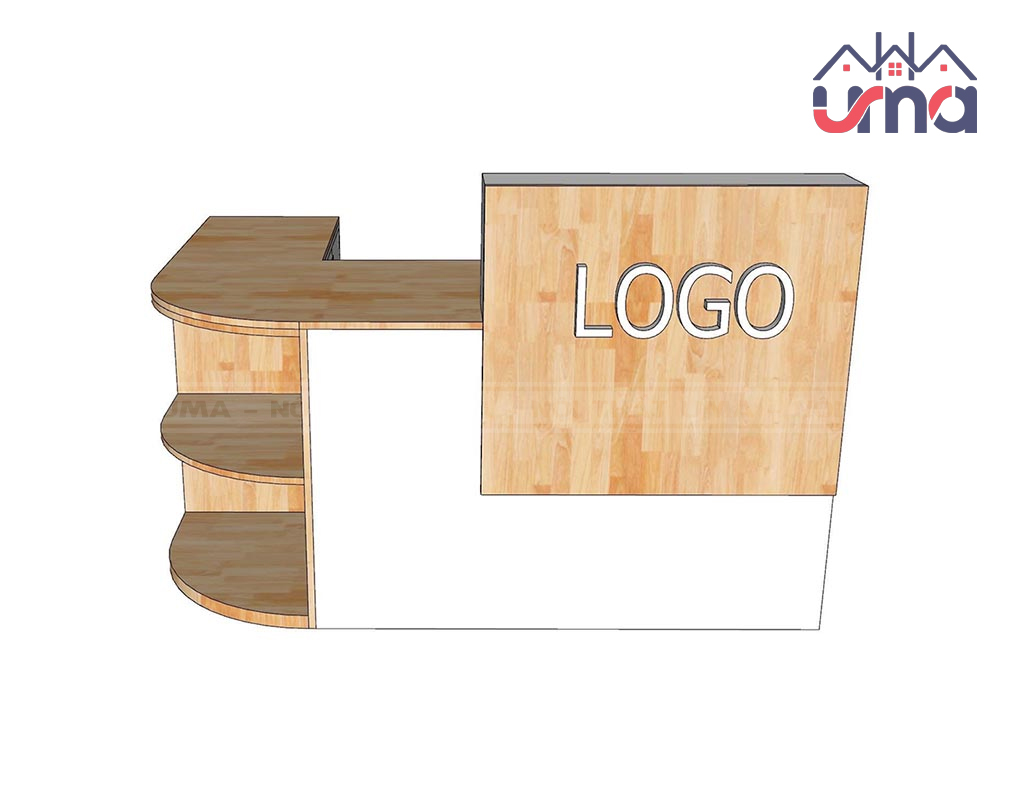 Bàn Lễ Tân Chữ L Gỗ Tự Nhiên Chất Lượng Cao BLT007 - UMA