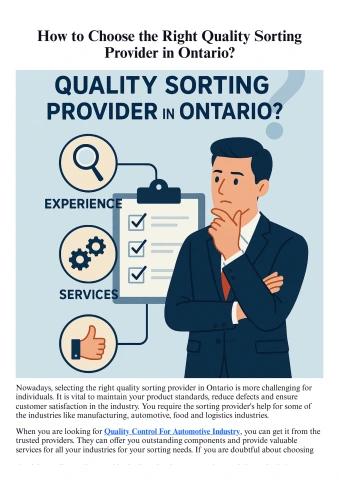 How to Choose the Right Quality Sorting Provider in Ontario