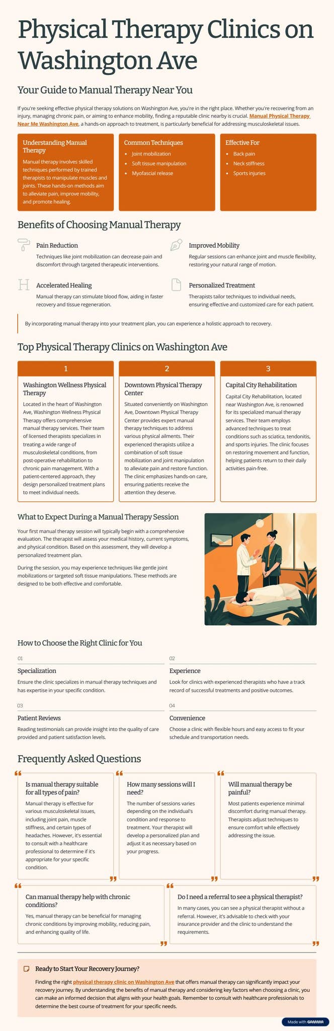 Physical therapy session at Washington Ave clinic