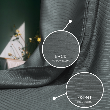 Blackout Striped Engraved Textured Lagoon | Textured Blackout Eyelet Curtains